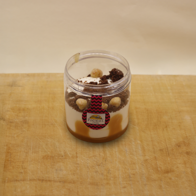 Verrine snacking mousse de lait caramel et pois chiche